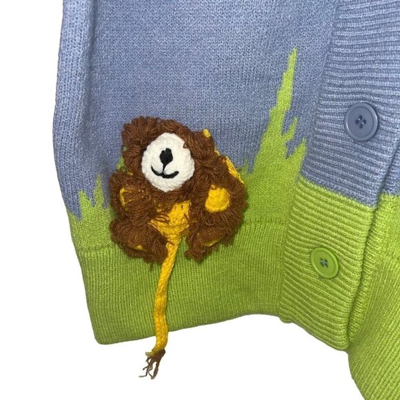 Blank Palette Womens Cardigan Jacket Size Medium Zoo Theme Applique Acrylic - Picture 5 of 13